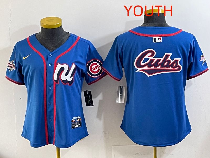Youth 2025 Chicago Cubs Blank Blue All star Nike MLB Jersey style 03